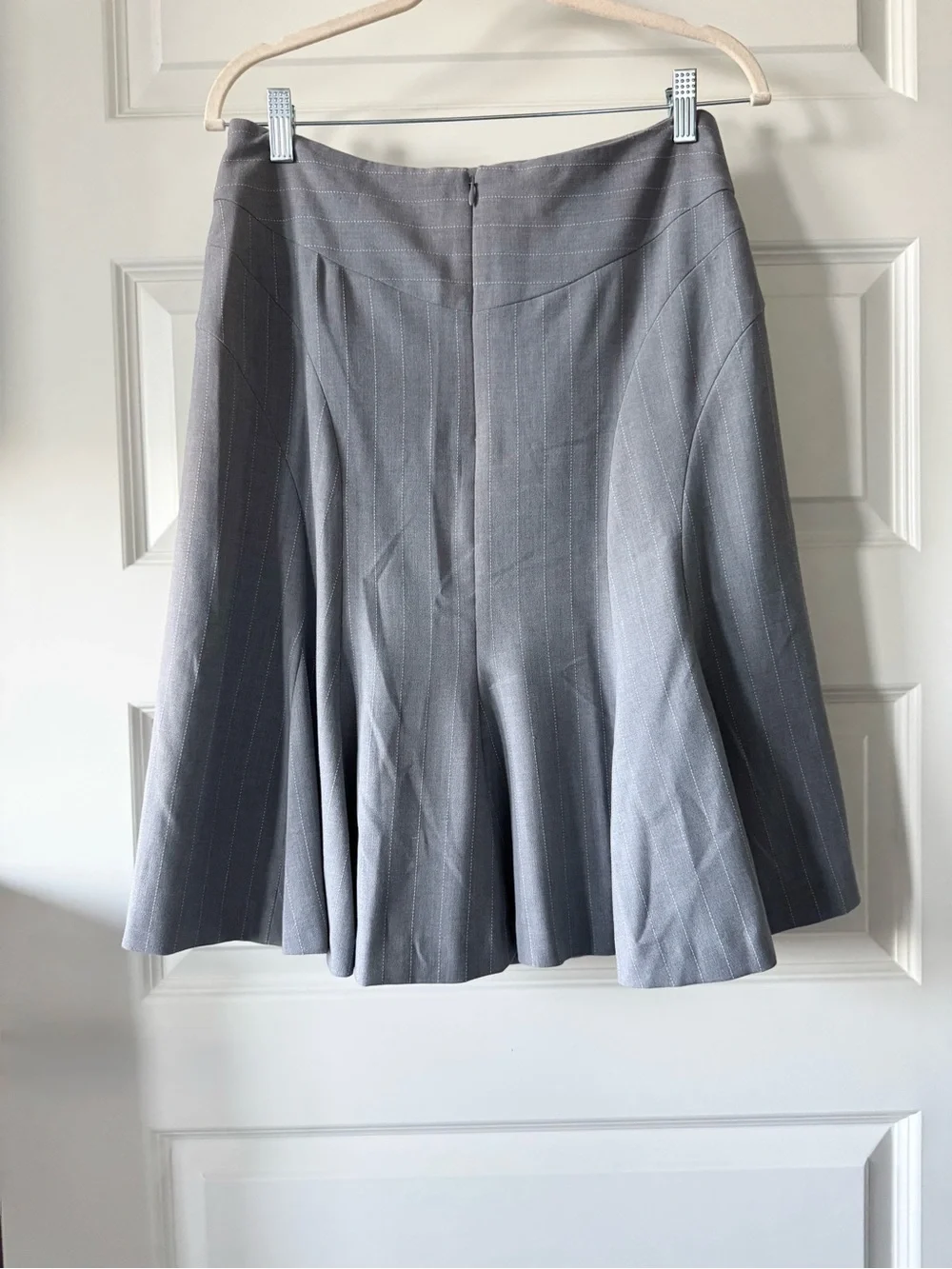 Vintage Y2K Worthington Stretch Gray Pinstripe A-Line Career Skirt Size 8